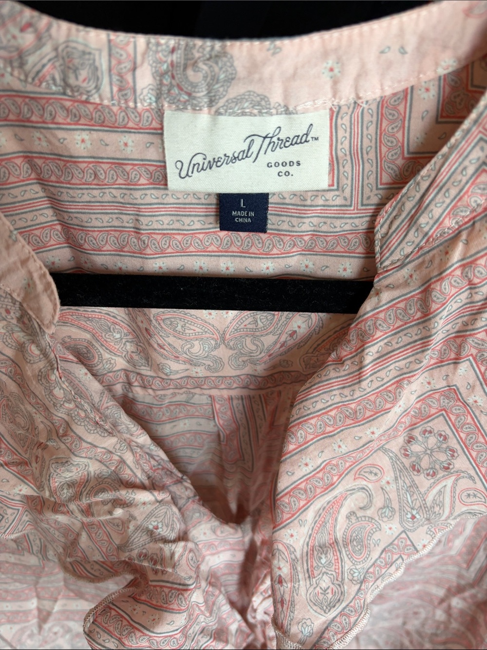 Pink Paisley Ruffle V-Neck Blouse - Picture 2 of 3